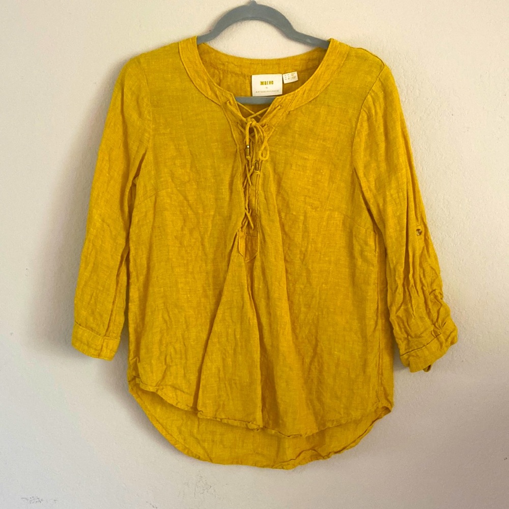 Maeve for Anthropologie Golden Peasant Top